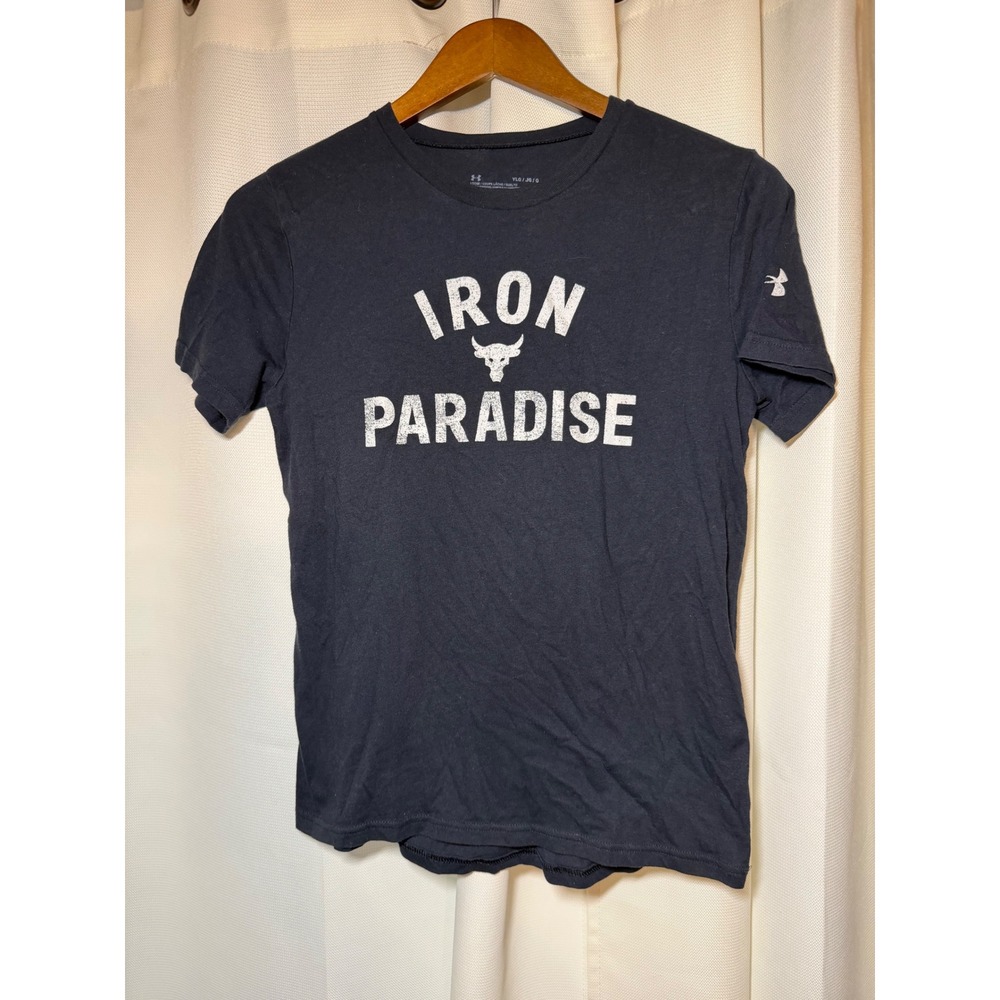 Under Armour Project Rock Iron Paradise Boys Graphic T-Shirt Navy YLG